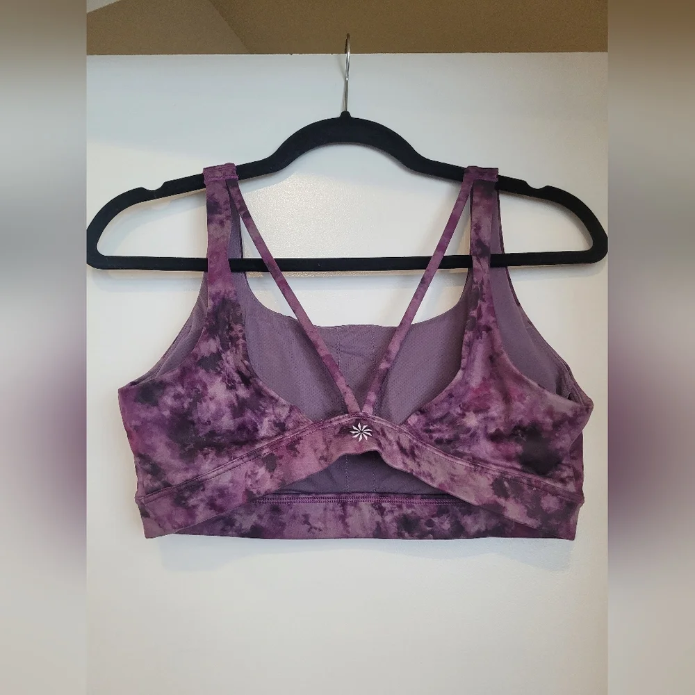 Athleta Exhale Purple Tie Dye Sports Bra Small - Picture 2 of 9